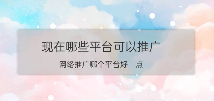 现在哪些平台可以推广 网络推广哪个平台好一点？